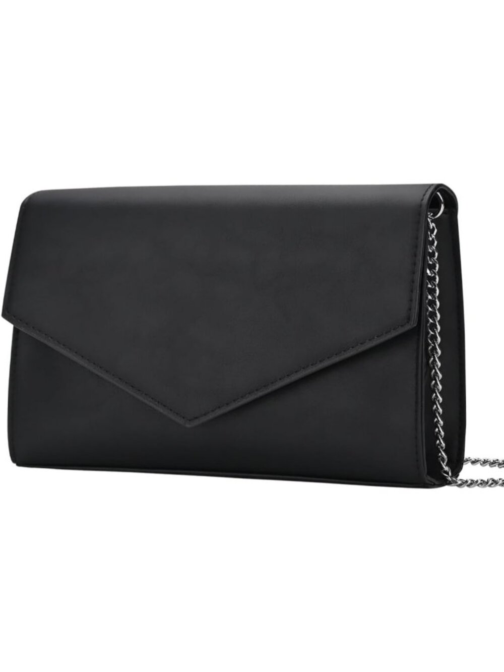 Women's Black Faux Leather Clutch Purses Envelope Evening Shoulder Bag